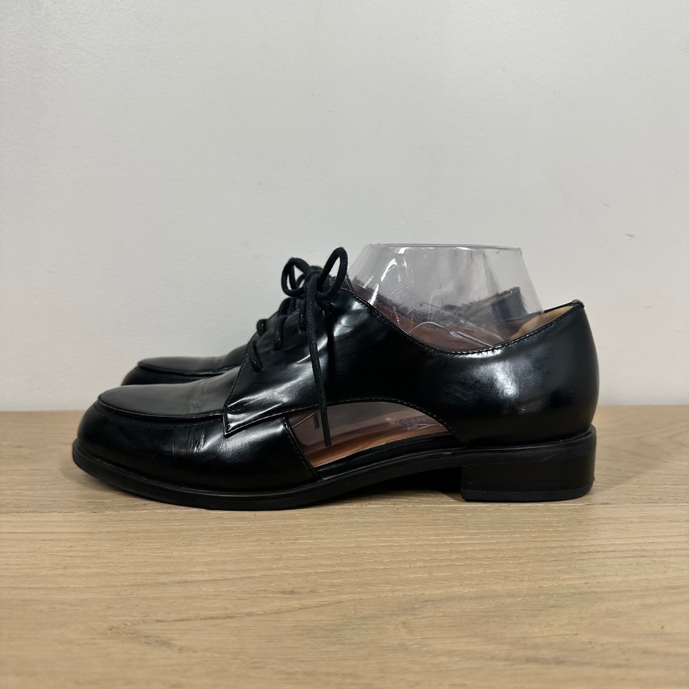 Jeffrey Campbell Great Moments Rossdale Oxfords Women 8 Black Leather Cutout - Picture 2 of 12